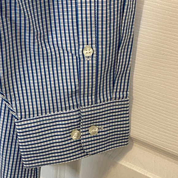 Calvin Klein Blue Gingham Cotton Dress Shirt Business 17.5 32/33 - Picture 8 of 16